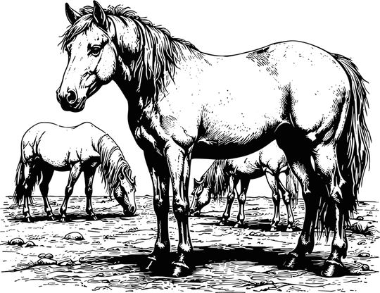 Horses Grazing - Animals DTF Transfers