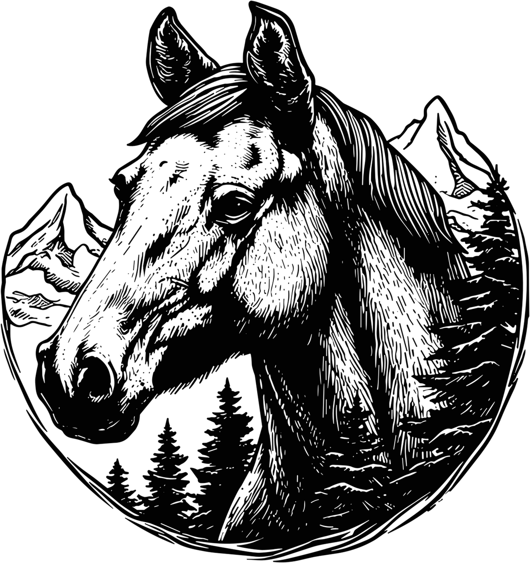 Horse & Mountain Portrait - Animals DTF Transfers