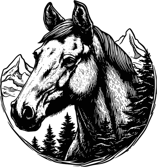 Horse & Mountain Portrait - Animals DTF Transfers