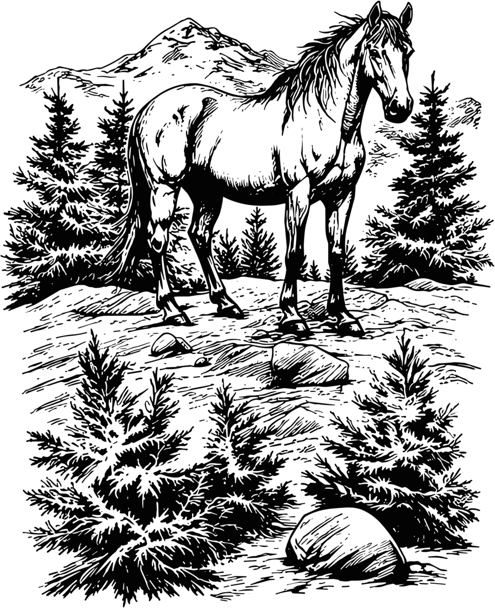 Horse In Woods - Animals DTF Transfers