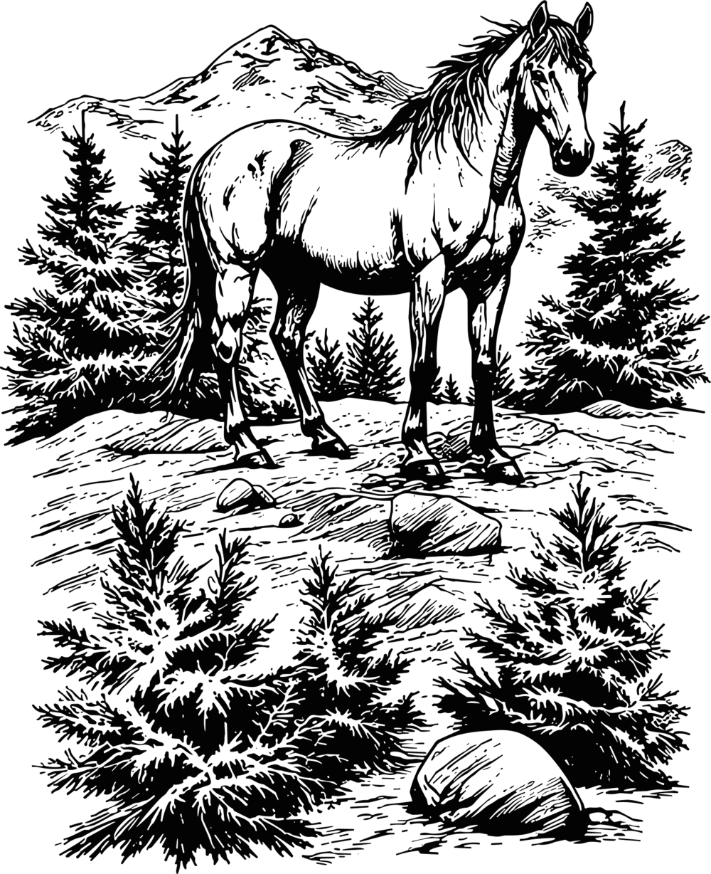 Horse In Woods - Animals DTF Transfers