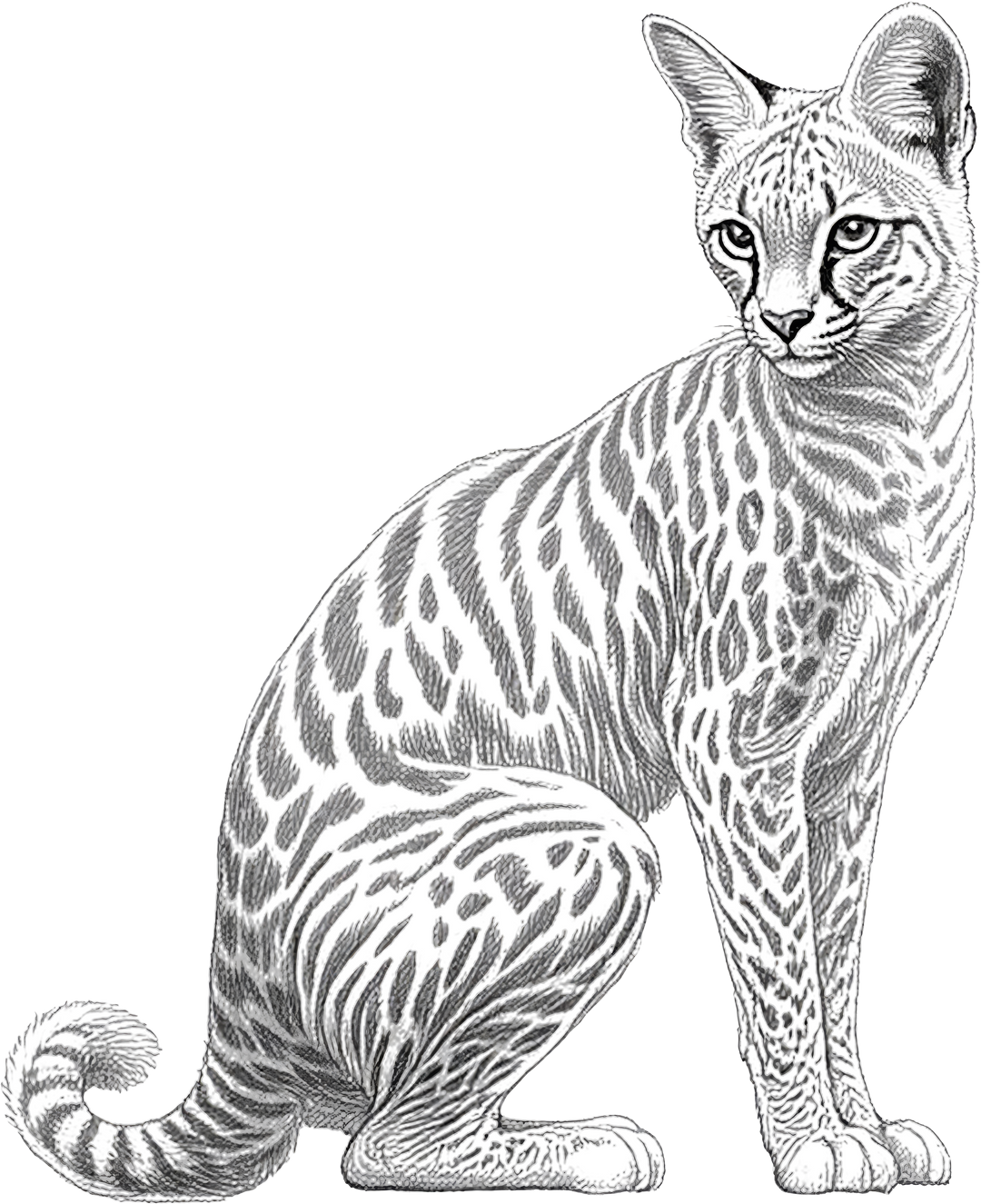 Serval Cat B&W - Animals DTF Transfers