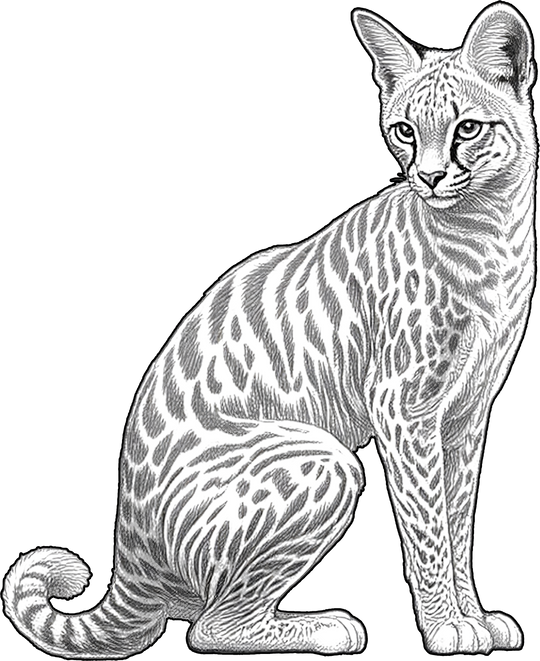 Serval Cat B&W - Animals DTF Transfers