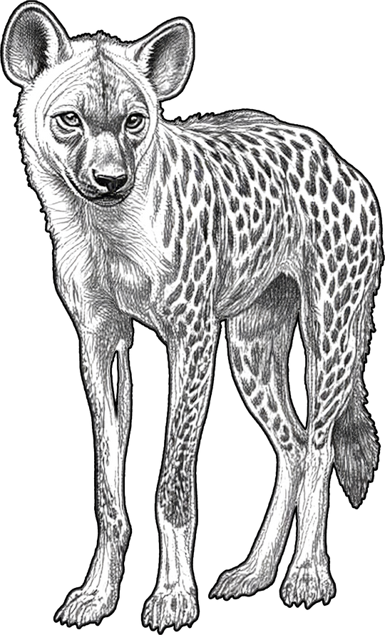 Spotted Hyena B&W - Animals DTF Transfers