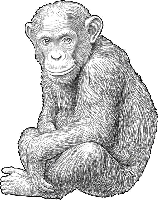 Chimpanzee B&W - Animals DTF Transfers