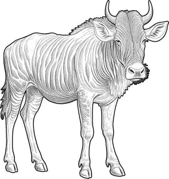 Wildebeest B&W - Animals DTF Transfers