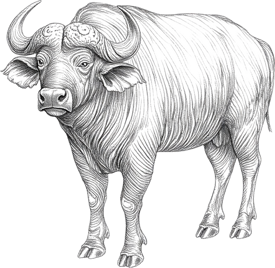 African Buffalo B&W - Animals DTF Transfers