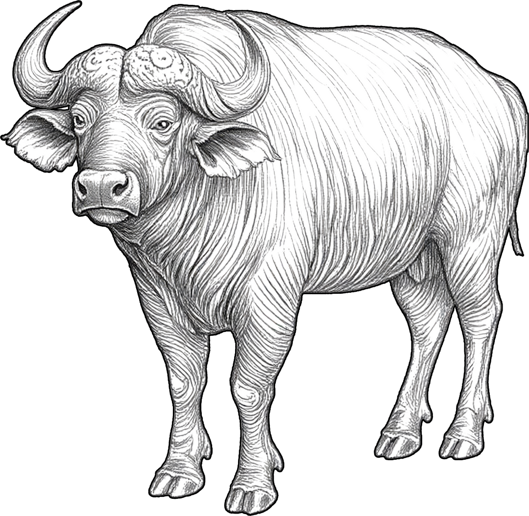 African Buffalo B&W - Animals DTF Transfers