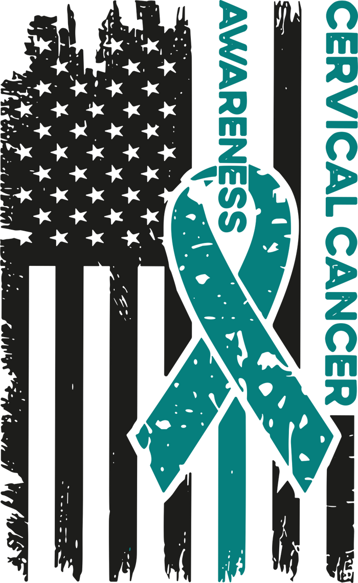 USA Flag, Teal Ribbon - Cervical Cancer DTF Transfers