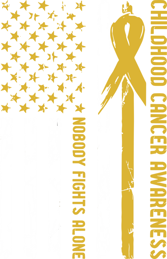 Nobody Fights Alone, US Flag - Childhood Cancer DTF Transfers