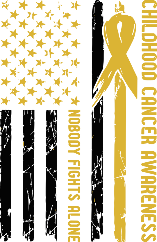 Nobody Fights Alone, US Flag - Childhood Cancer DTF Transfers