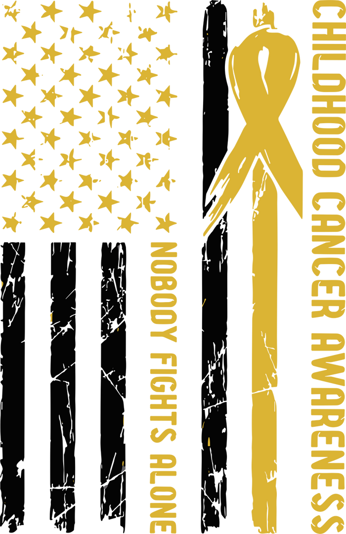 Nobody Fights Alone, US Flag - Childhood Cancer DTF Transfers