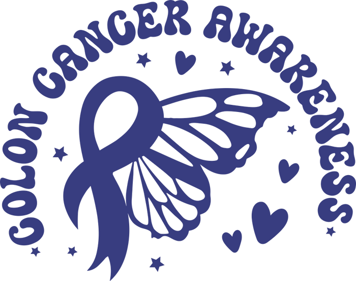 Colon Cancer Awareness, Hearts & Stars - Colon Cancer DTF Transfers