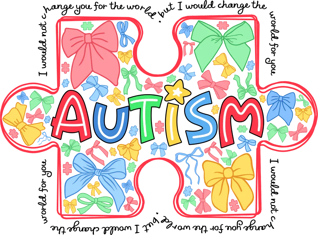 Autism Jigsaw Colorful Design - Autism Awareness DTF Transfer - Transfer Kingdom