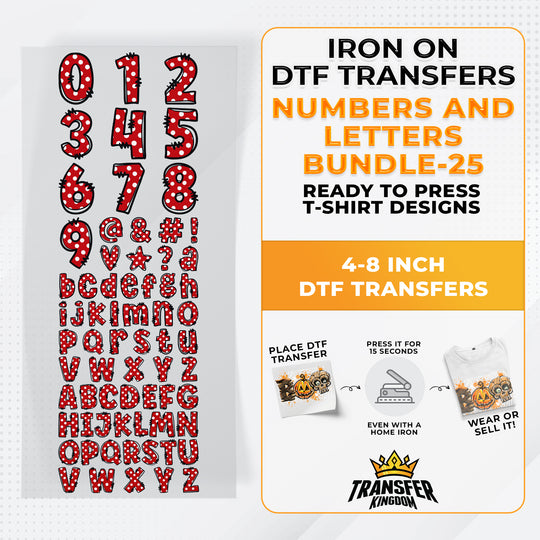 Numbers And Letters Bundle T-shirt Designs Premade DTF Gangsheet - DTF Bundle 25