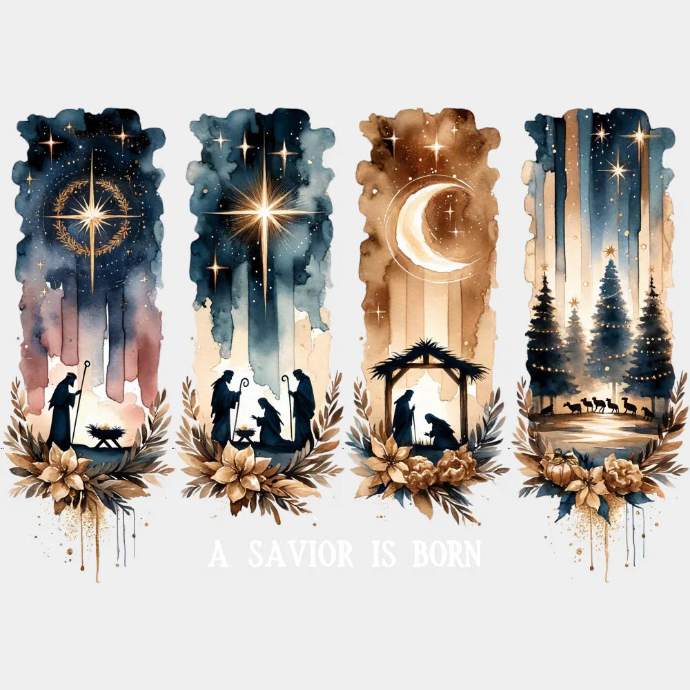 A Savior Is Born - Christmas DTF Transfer Adult Unisex - S & M (10’’) / Light Color Design (See Imaging)