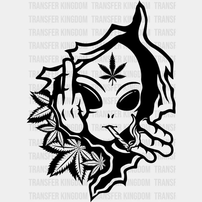 Alien Smoking Weed - Funny Pothead Design - DTF heat transfer