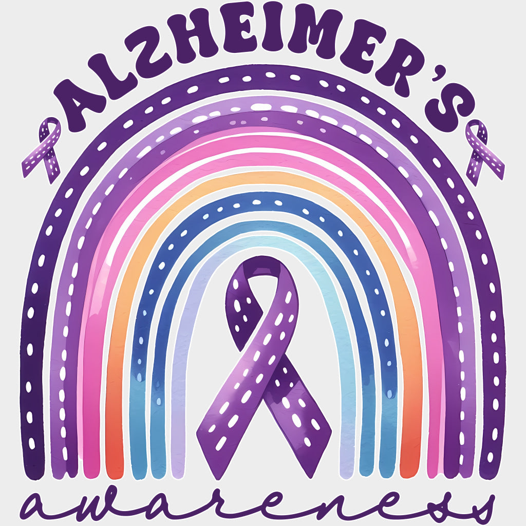 Alzheimer's Awareness Rainbow - Alzheimer's Awareness DTF Transfer transfer-kingdom Light Color Design (See Imaging)