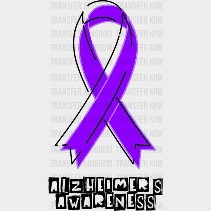 Alzheimer's Awareness Ribbon B&W - Alzheimer's Awareness DTF Transfer