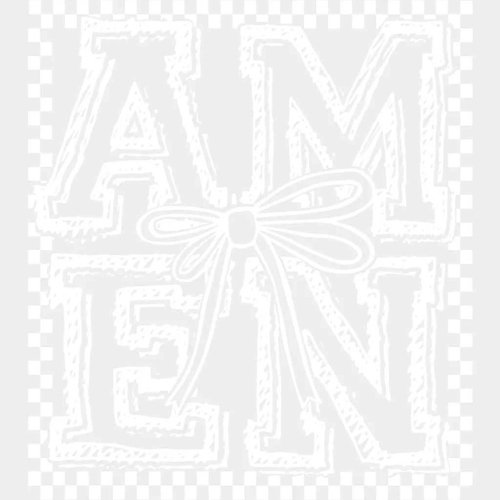 Amen Ribbon B&W - Christianity DTF Transfer Adult Unisex - S & M (10’’) / Light Color Design (See Imaging)