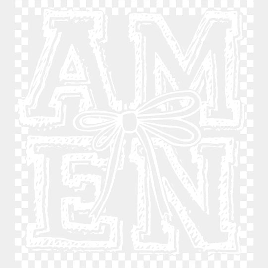 Amen Ribbon B&W - Christianity DTF Transfer Adult Unisex - S & M (10’’) / Light Color Design (See Imaging)