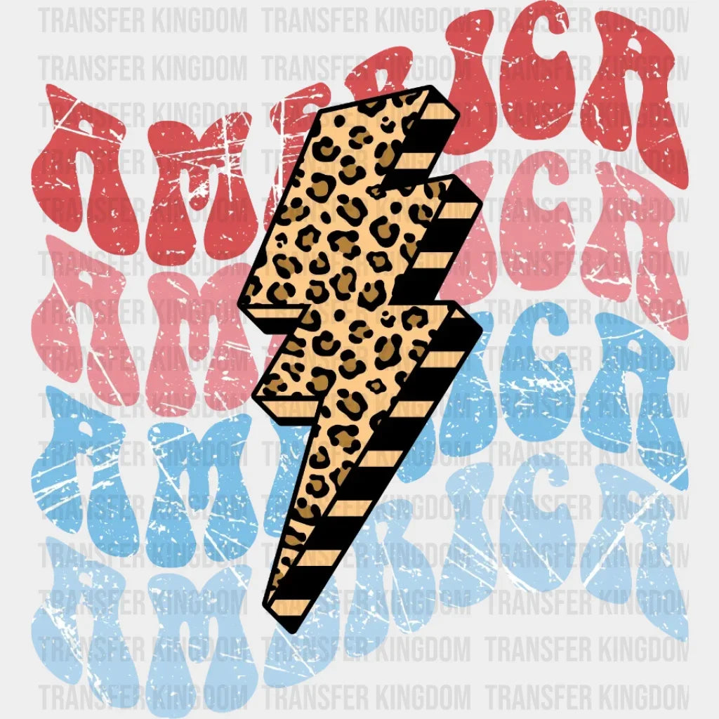 America Leopard Bolt Dtf Transfer