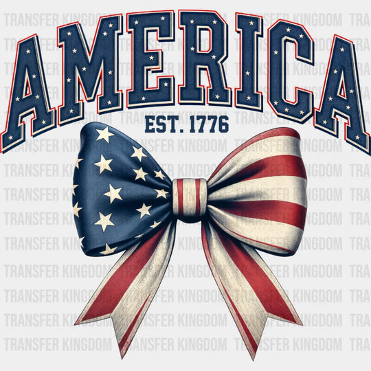 America Ribbon EST 1776 - 4th Of July DTF Transfer Adult Unisex - S & M (10’’) / Dark Color Design (See Imaging)