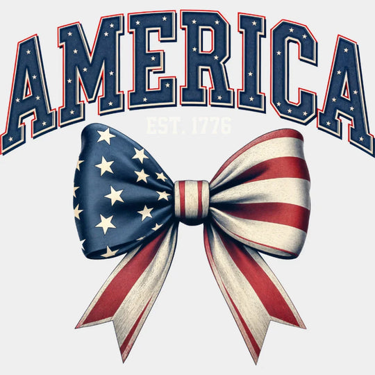 America Ribbon EST 1776 - 4th Of July DTF Transfer Adult Unisex - S & M (10’’) / Light Color Design (See Imaging)