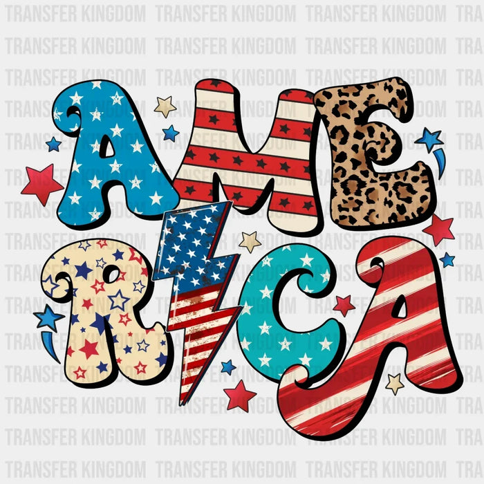 America With Lightning Bold - 4th Of July DTF Transfer