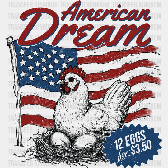 American Dream 12 Eggs For 3.50 - 4th Of July DTF Transfer Adult Unisex - S & M (10’’) / Dark Color Design (See Imaging)