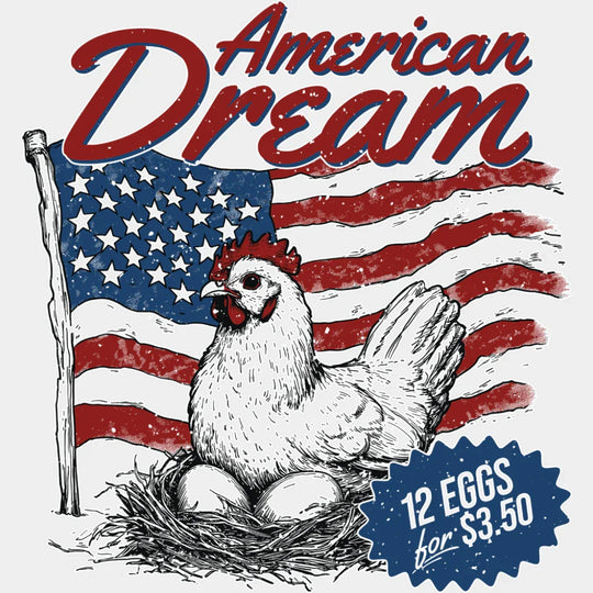American Dream 12 Eggs For 3.50 - 4th Of July DTF Transfer Adult Unisex - S & M (10’’) / Light Color Design (See