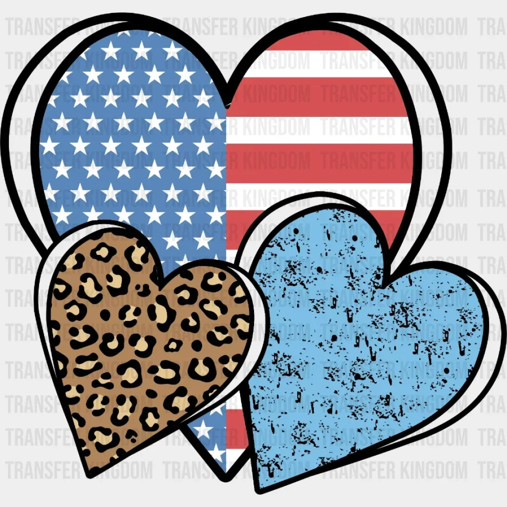 American Flag Heart Dtf Transfer