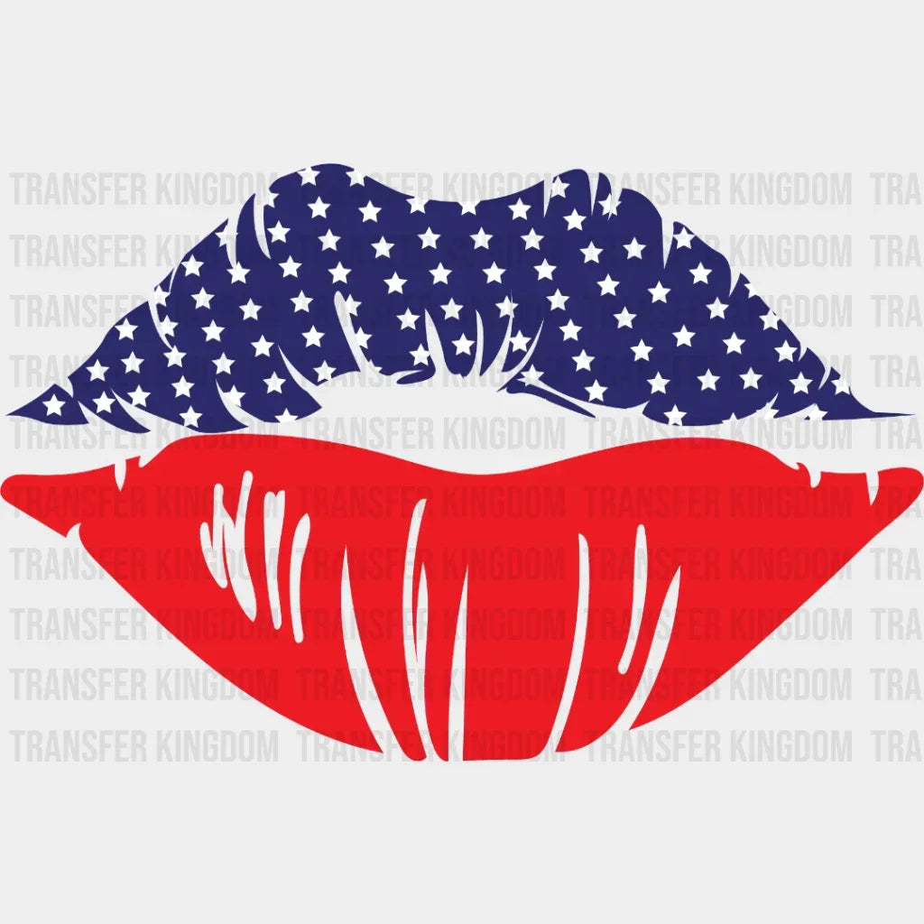 American Flag Lips Dtf Transfer