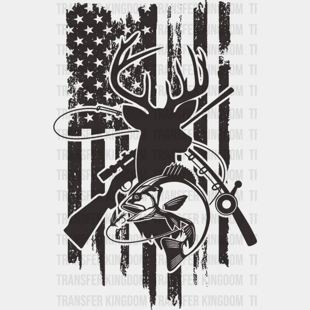 American Flag Reindeer Design - Hunting Dtf Heat Transfer Unisex S & M (10’) / Dark Color See