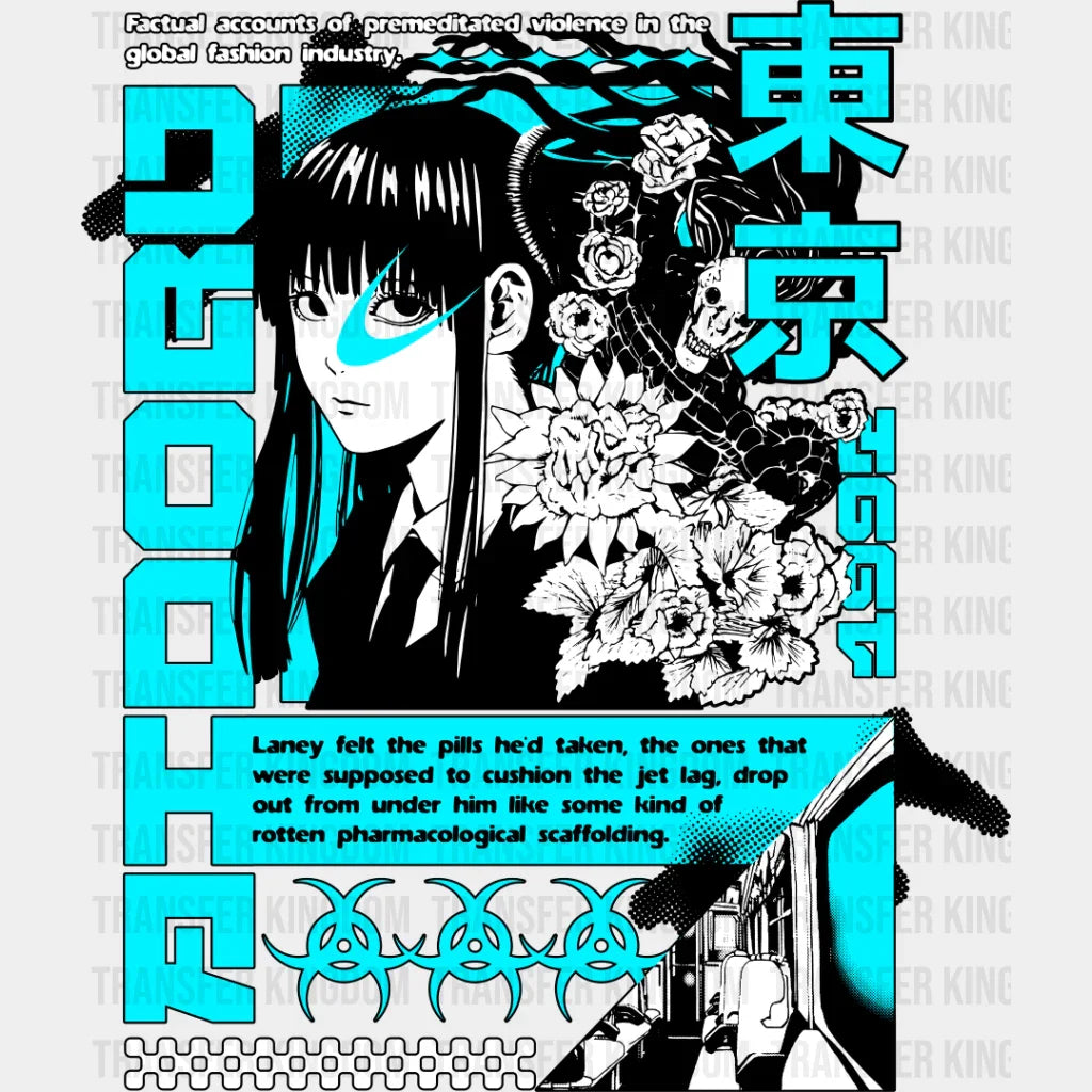 Anime Girl Flowers - Dtf Heat Transfer Unisex S & M (10’’) / Dark Color Design See Imaging