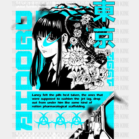 Anime Girl Flowers - Dtf Heat Transfer Unisex S & M (10’’) / Light Color Design See Imaging