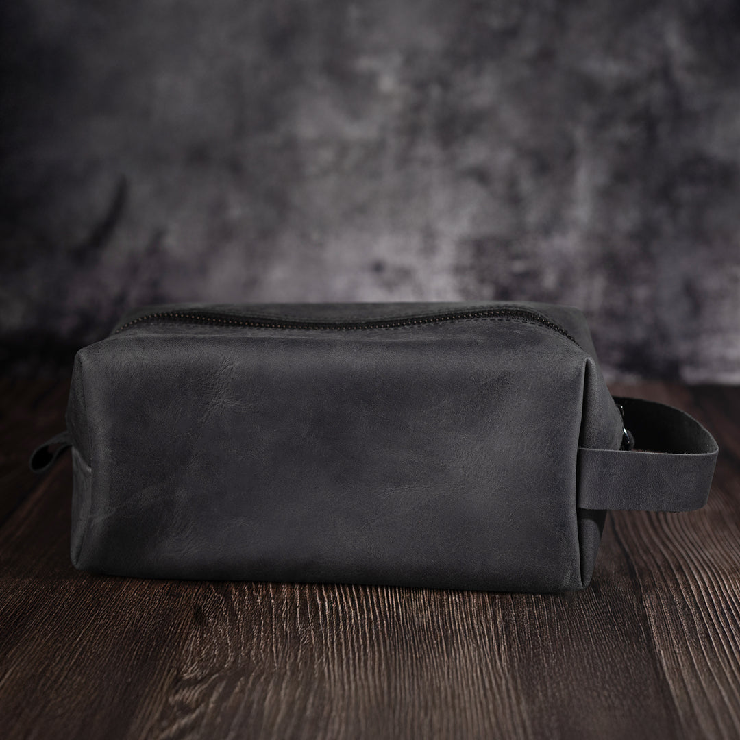 Custom Engraved Leather Dopp Kit for Men