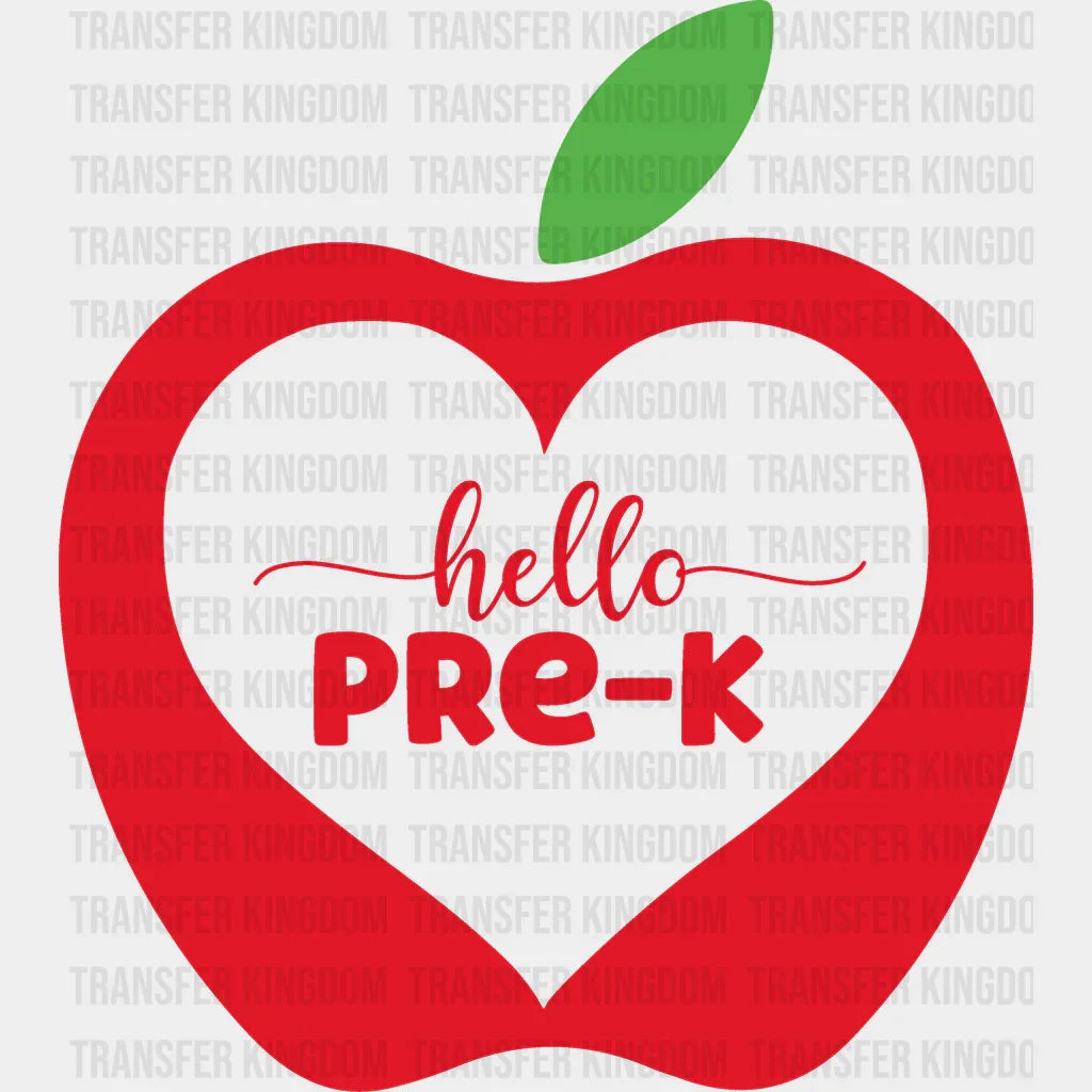 Apple Hello Pre-K - Back To School DTF Transfer - Transfer Kingdom