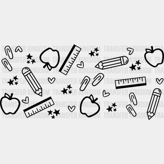Apples And Pencils - Teacher Cup Wrap Uv Sticker Permanent Dtf Decal