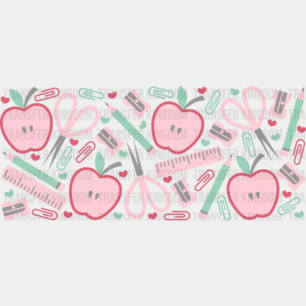 Apples And Scissors - Teacher Cup Wrap Uv Sticker Permanent Dtf Decal