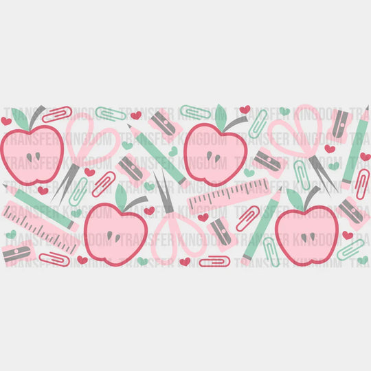 Apples And Scissors - Teacher Cup Wrap Uv Sticker Permanent Dtf Decal