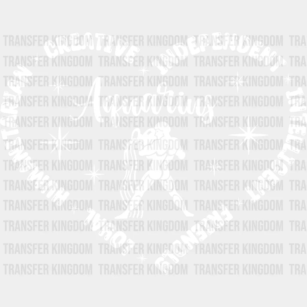 Aquarius Heart Design - Zodiac & Horoscopes Dtf Heat Transfer Unisex S M (10’’) / Light Color