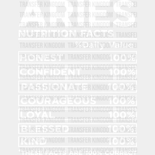 Aries Nutrition Facts - Zodiac & Horoscopes Dtf Heat Transfer Unisex S M (10’’) / Light Color