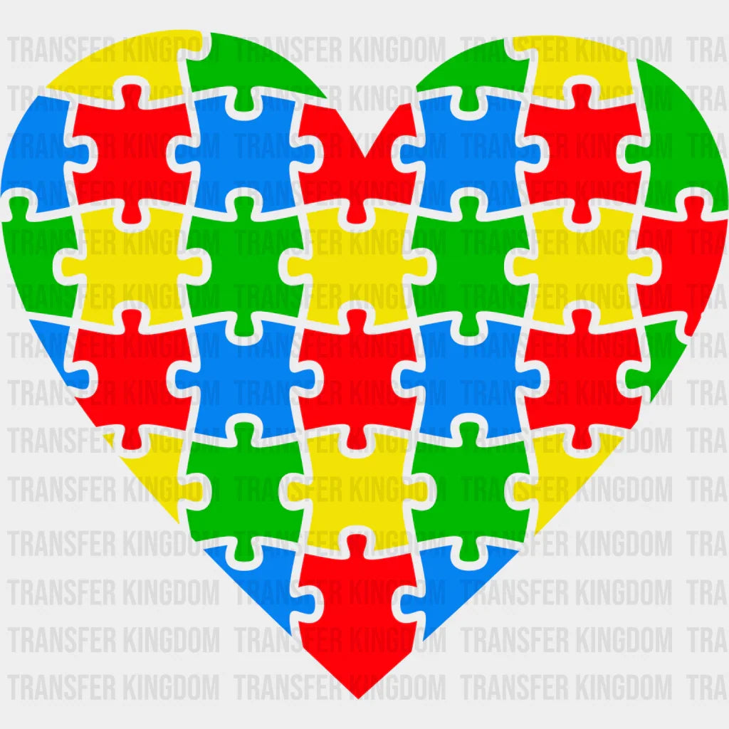 Autism Heart Design - Dtf Heat Transfer Unisex S & M ( 10 )
