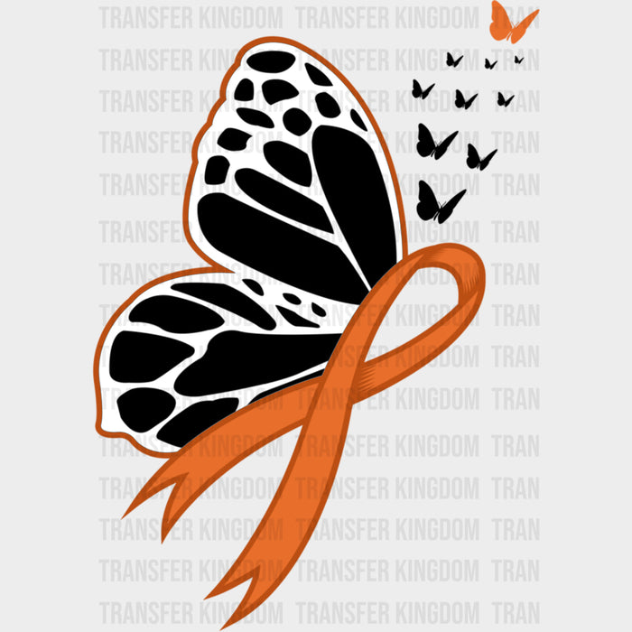 B&W Butterflies & Ribbon - Leukemia DTF Transfers