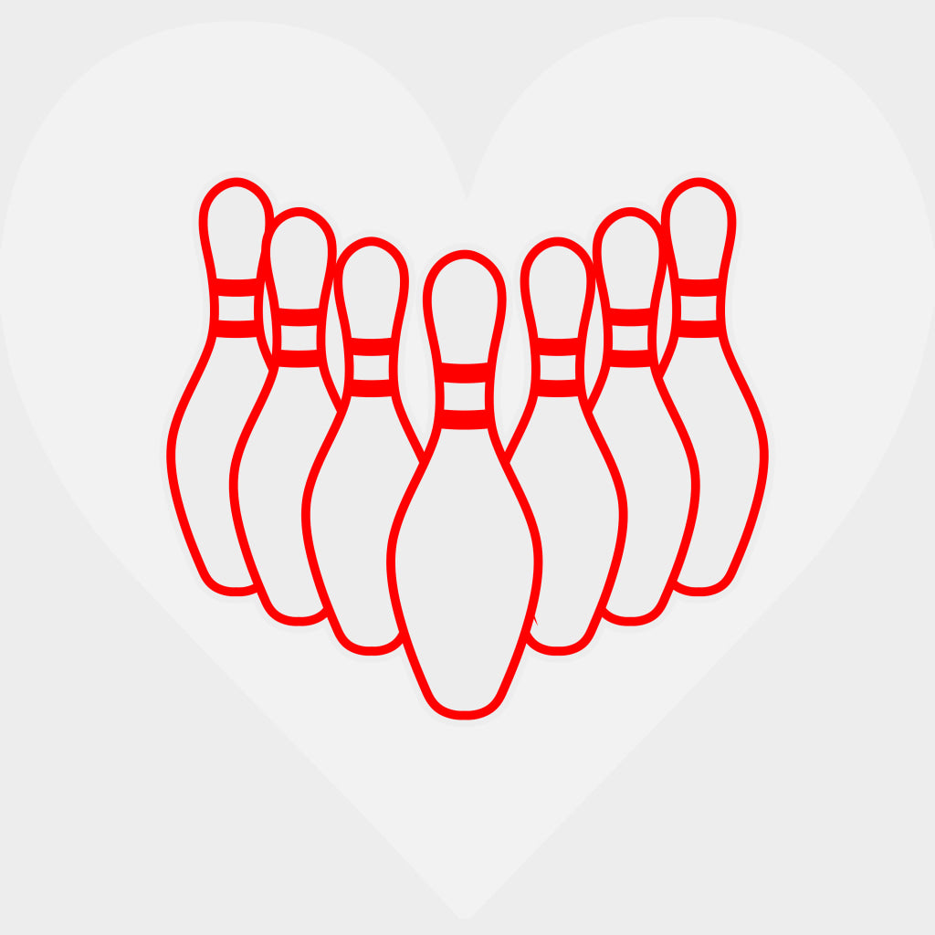 B&W Heart Bowling Pins - Bowling DTF Transfers Adult Unisex - S & M (10’’) / Light Color Design (See Imaging)