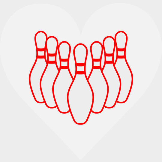 B&W Heart Bowling Pins - Bowling DTF Transfers Adult Unisex - S & M (10’’) / Light Color Design (See Imaging)