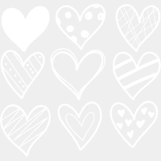 B&W Hearts - Valentine’s Day DTF Transfer Unisex - S & M (10’’) Light Color Design (See Imaging)