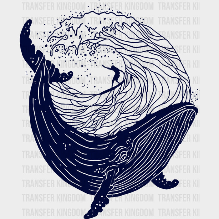 B&W Whale - Surfing DTF Transfers