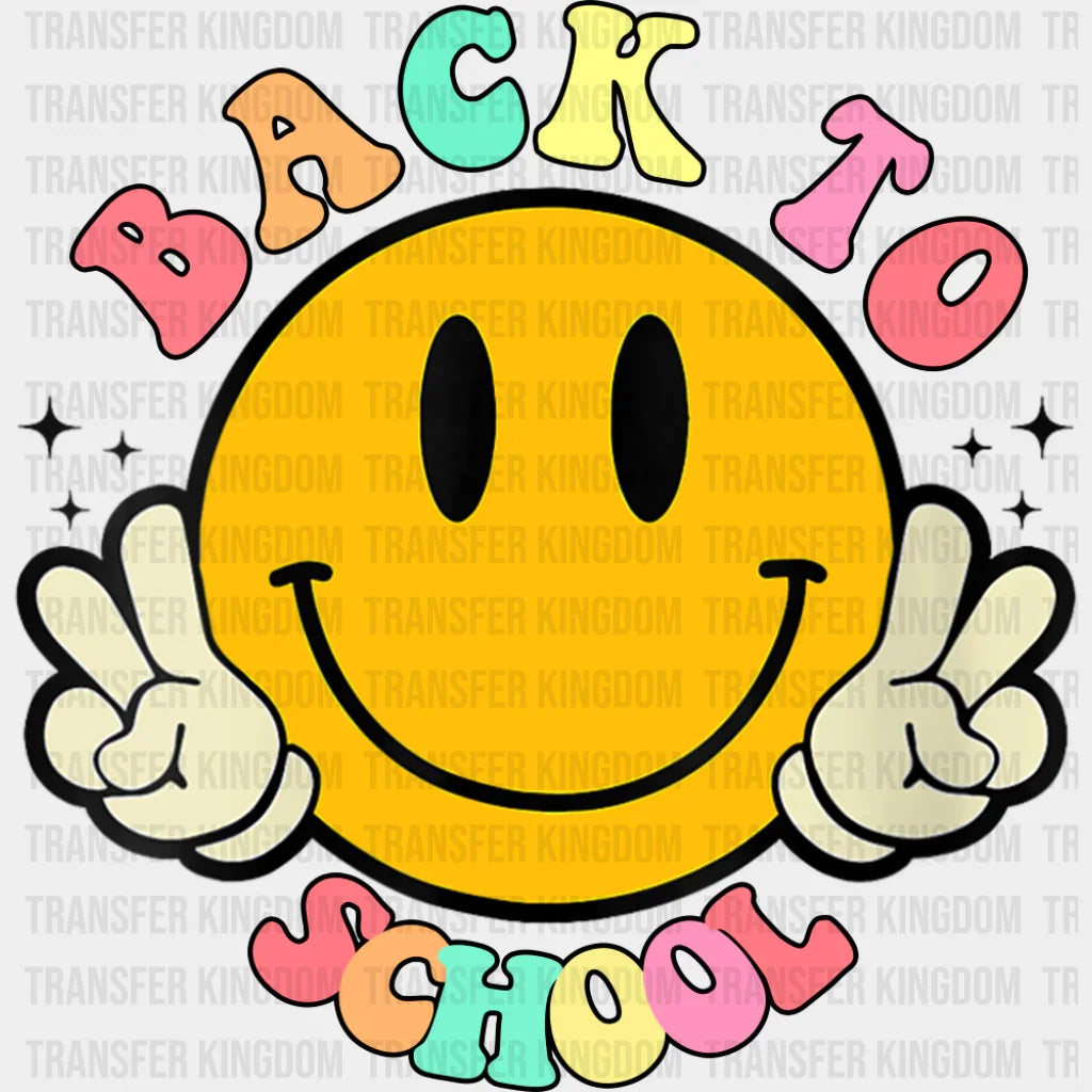 Back To School Smiley - Back To School DTF Transfer Adult Unisex - S & M (10’’) / Dark Color Design (See Imaging)